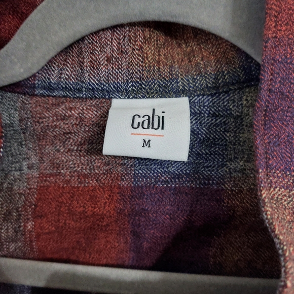 CAbi Red and Blue Plaid Utility Jacket with Embellished Pockets - Picture 4 of 5